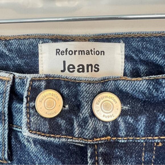 NWT Reformation Donna High Rise Bootcut Jeans Amani Medium Blue sz 24 Stretch - Picture 3 of 9